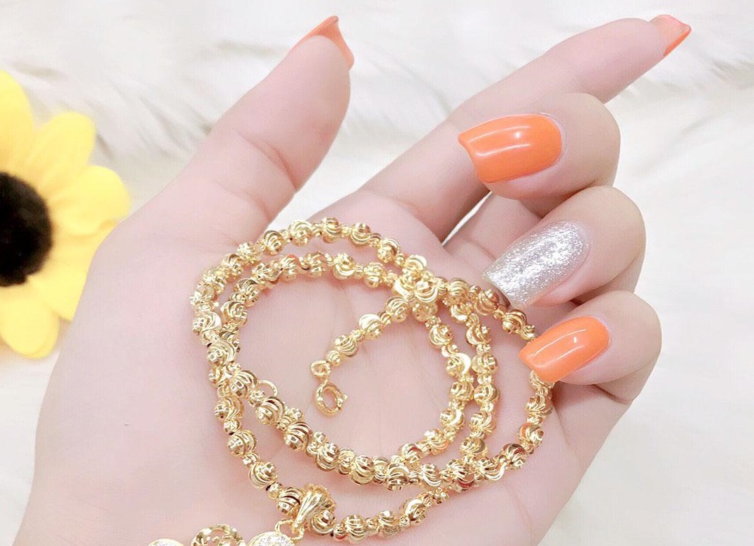 Dây Chuyền Nữ Bi Tròn Mạ Vàng