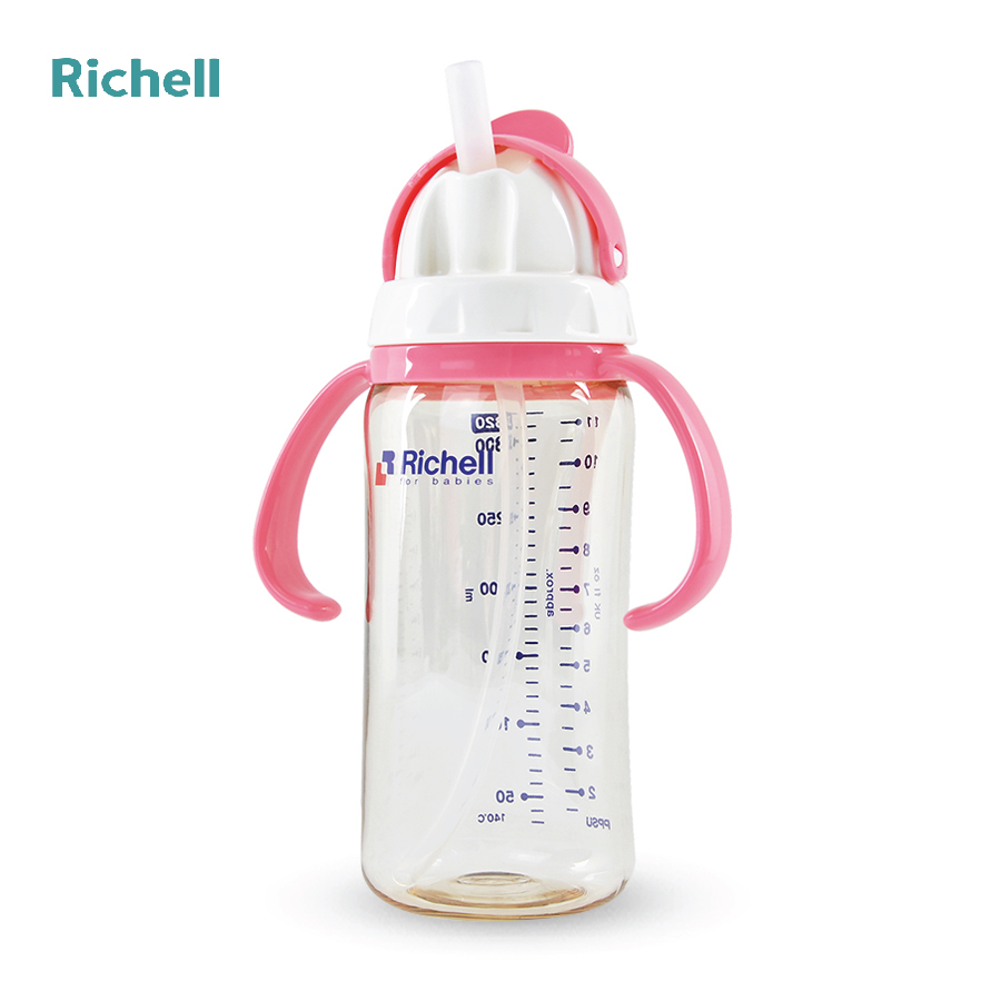 BÌNH ỐNG HÚT PPSU RICHELL (320ML-HỒNG)