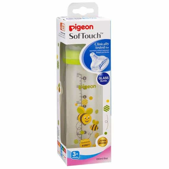 Bình sữa thủy tinh cổ rộng Pigeon Plus 240ml
