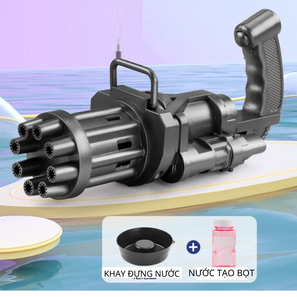 Súng Bắn Bong Bóng, 8 Nòng Thổi Cùng 1 lúc siêu nhiều bóng,máy sử dụng pin AA, ,sung thổi bong bóng ,Tặng kèm 1 lọ nước tạo bọt