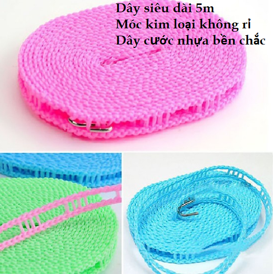 [HCM]Dây phơi đồ thông minh dài 5m có lỗ chống trượt tiết kiệm không gian GD412-DayPhoiDo
