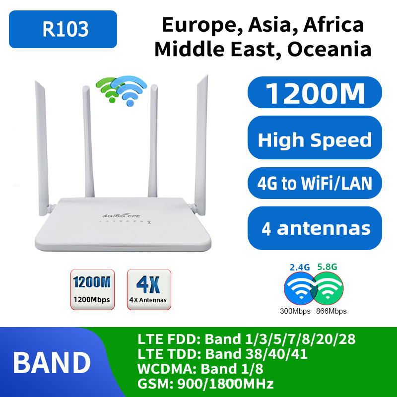 Bộ định tuyến 5g bộ định tuyến thẻ sim tốc độ 300mbps - hỗ trợ tất cả các nhà mạng lắp sim vào tận hưởng wifi