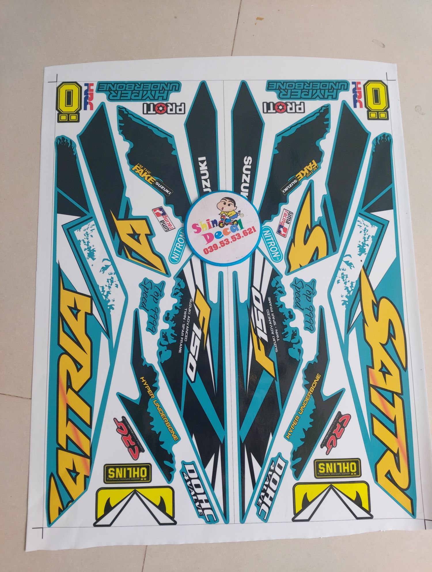 Tem satria fi dán xanh vàng đen