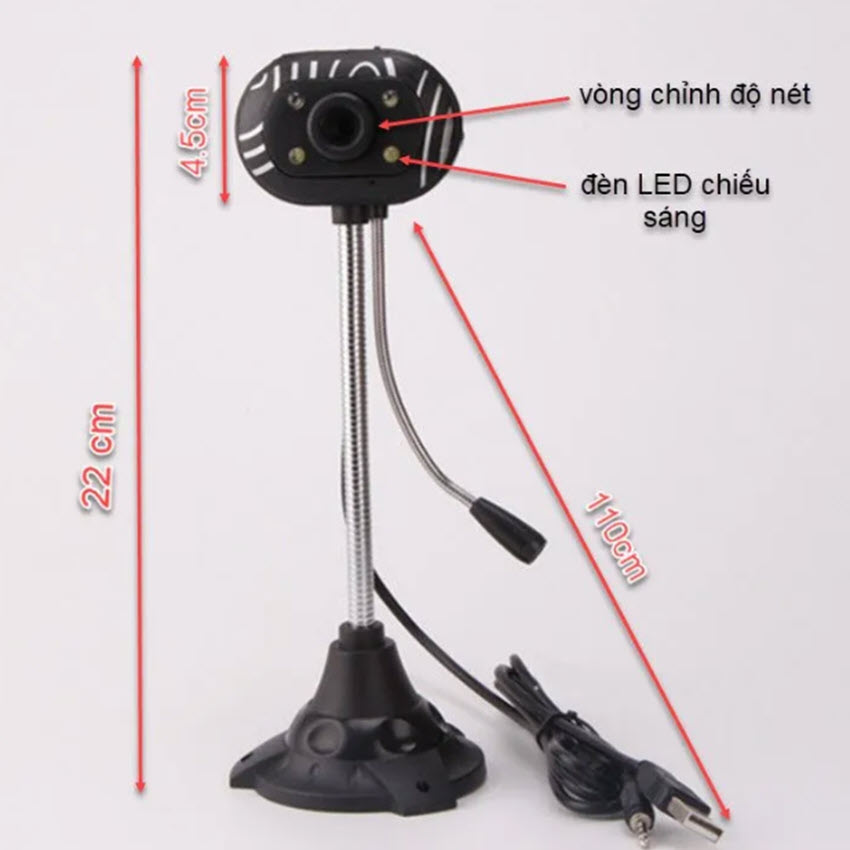 WEBCAM chân cao có mic có 4 đèn led chất lượng cao