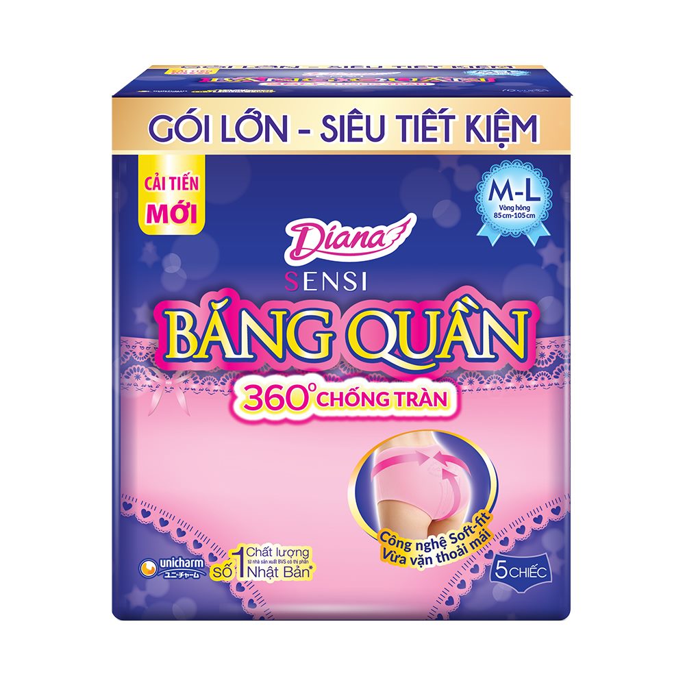 Combo 3 Diana Băng Quần Beauty Hip size M-L  5 chiếc/gói