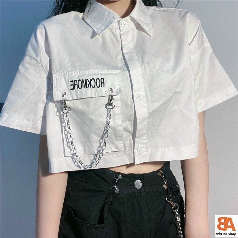 Áo Sơ mi Croptop Dây Xích