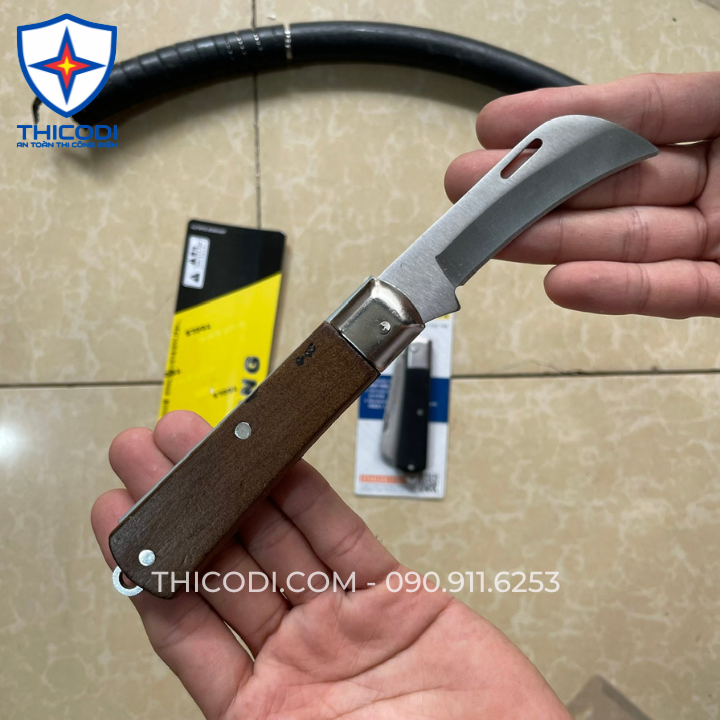 Dao gọt dây cáp điện cán gỗ lưỡi thẳng và cong