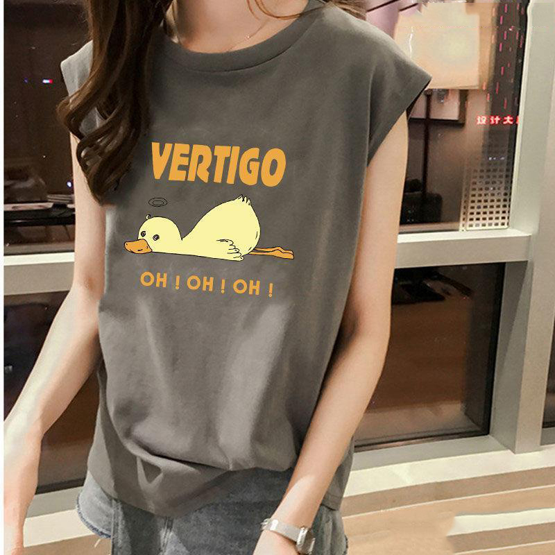 Áo thun sát nách nữ Virtigo in hình chú vịt lười biếng Hip hop