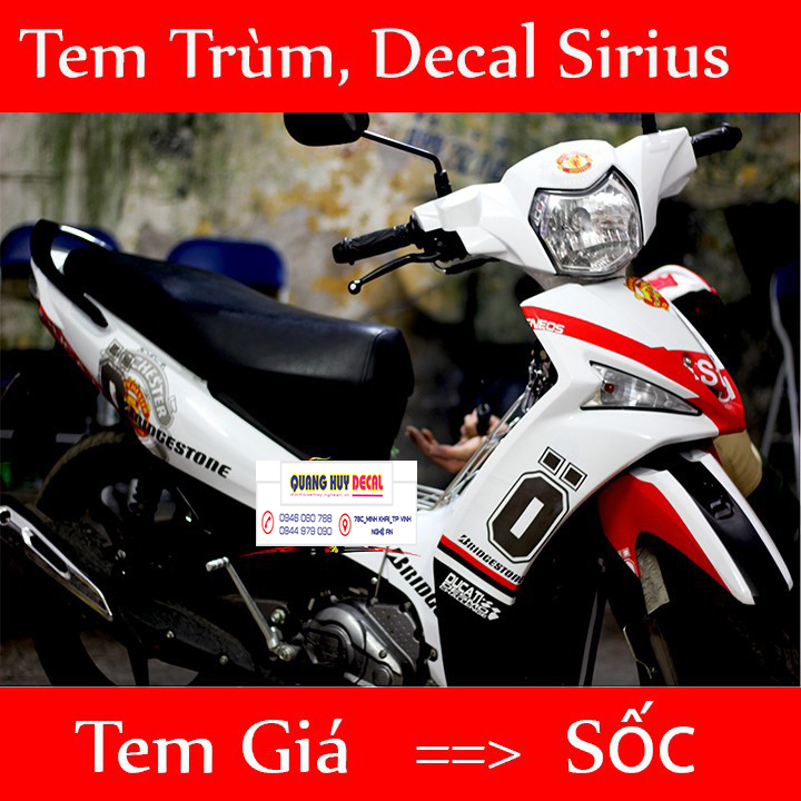 Tem trùm xe sirius Fi trắng đỏ đen, team dán xe máy sirius, team trùm sirius, team trùm sirius, tem xe sirius, tem trùm sirius, tem xe sirius Fi trắng đỏ đen