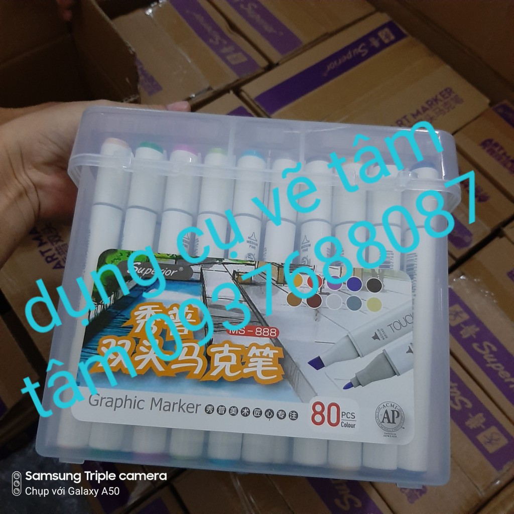 Marker touch soft head bộ 80 màu hộp nhựa -Dụng cụ vẽ Tâm Tâm