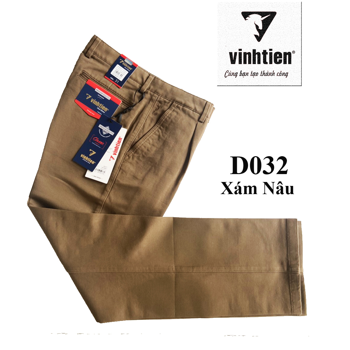 Quần Kaki 1 Ly Trung Niên Vĩnh Tiến 100% Cotton Trơn