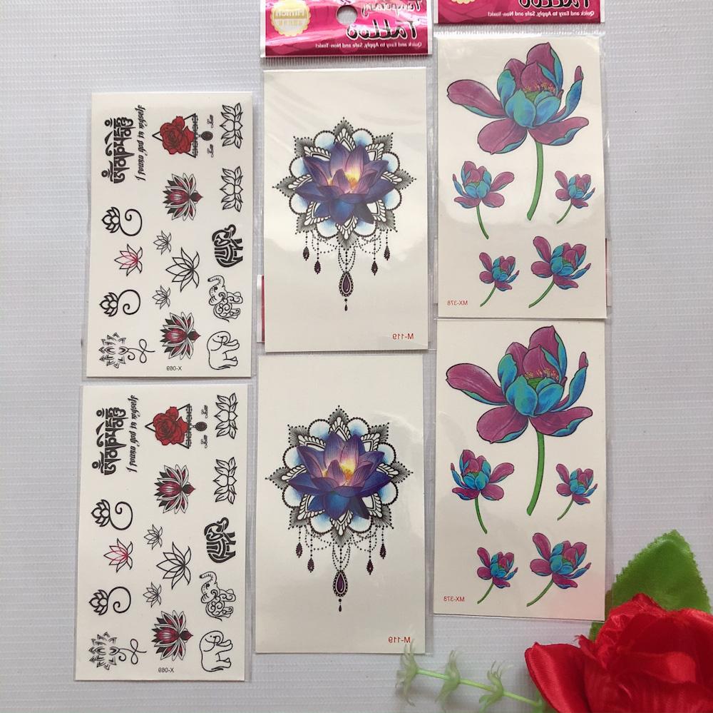 [HCM]Combo 6 tam hình xăm dán sen nhỏ 10x6cm- mua 2 combo tặng bắp tay mini 10x20cm