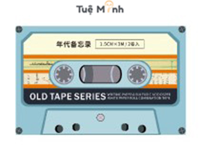Bộ 2 dải washi tape Tuệ Minh WA07 hình cuộn băng radio kiểu cổ điển trang trí take note