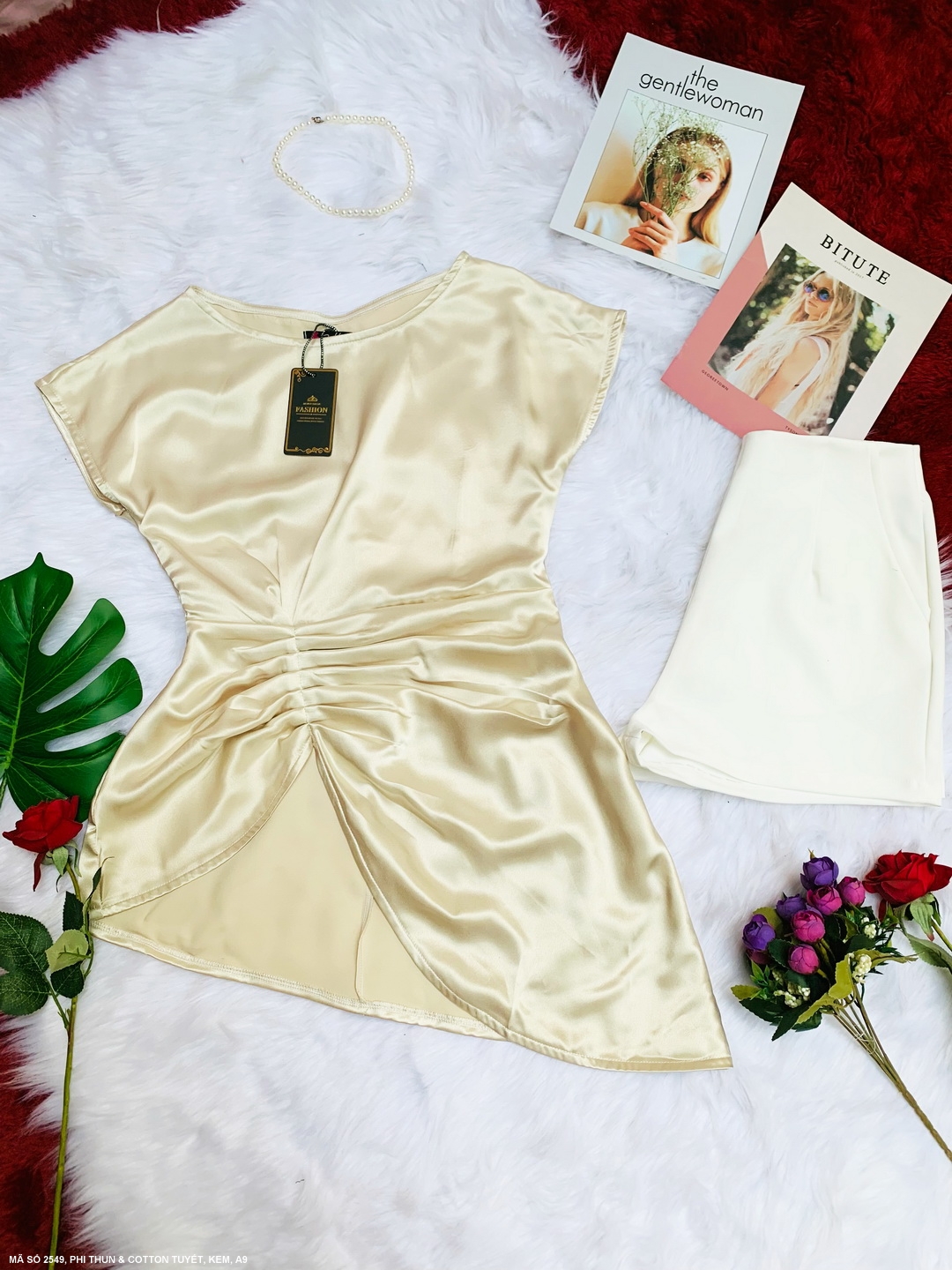 MYDU SHOP | MS 2549 Set Bộ Quần Sọt Màu Kem – Nhẹ Nhàng, Thanh Lịch, Dễ Mặc