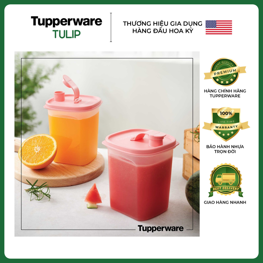 [HCM] BỘ ĐÔI BÌNH NƯỚC SLIM LINE PITCHER 350ML TUPPERWARE CHÍNH HÃNG 100%