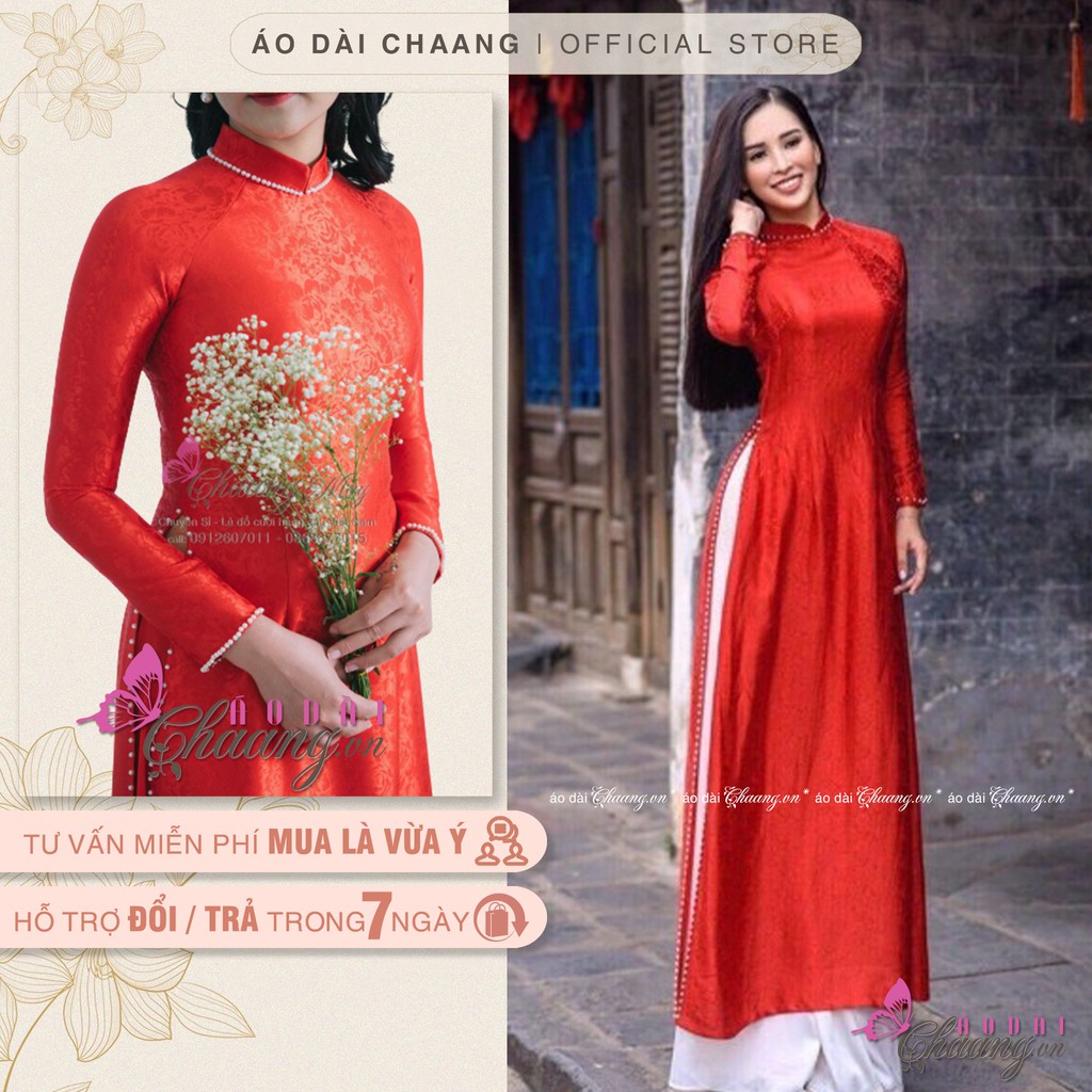 Áo dài 4 tà gấm tơ_Chaang_Thiết kế áo dài cưới cô dâu, dự tiệc biểu diễn đẹp