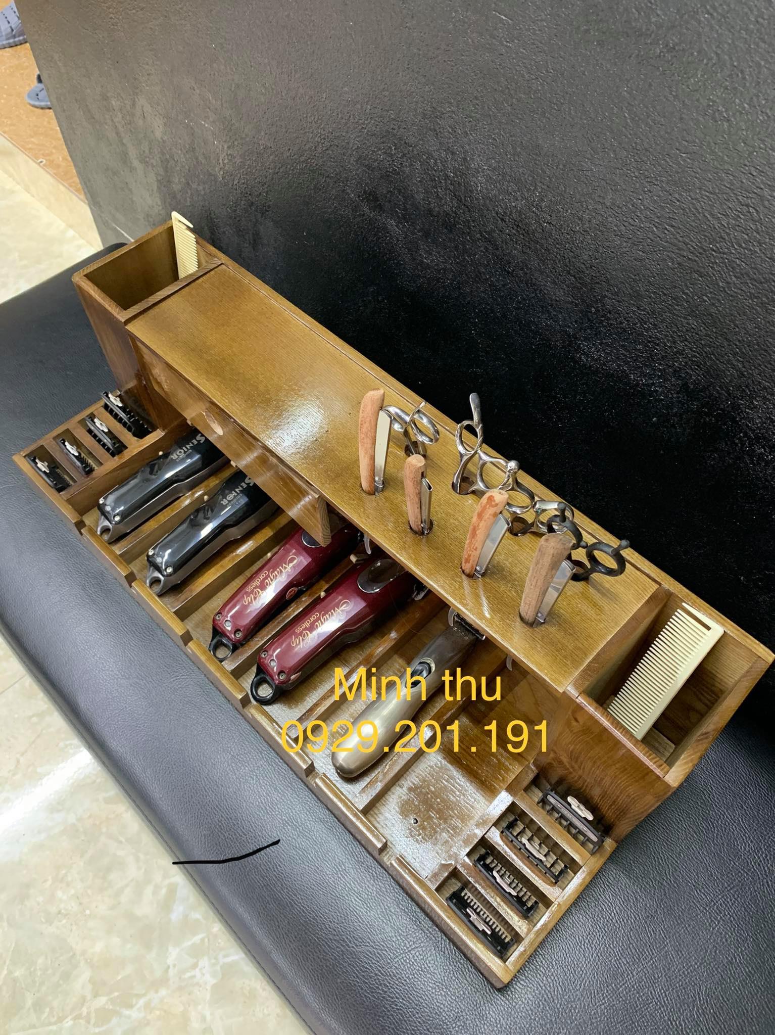 khay gỗ đựng tông đơ kéo lược