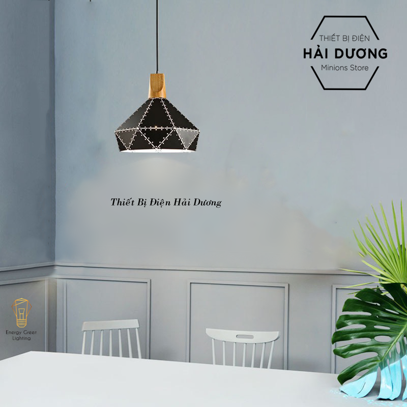 Đèn thả kim cương đuôi gỗ dáng hình nón TN16 (Các màu)