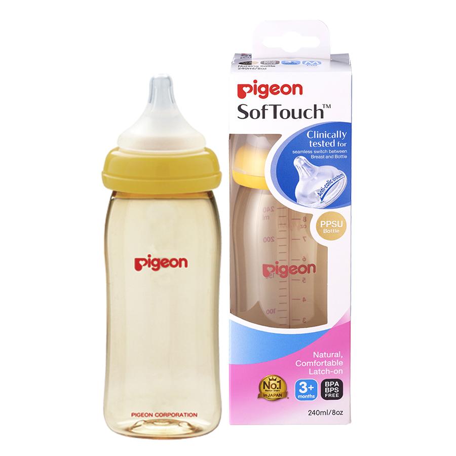 Bình sữa Pigeon Plus 240ml (nhựa PPSU, 3M+)