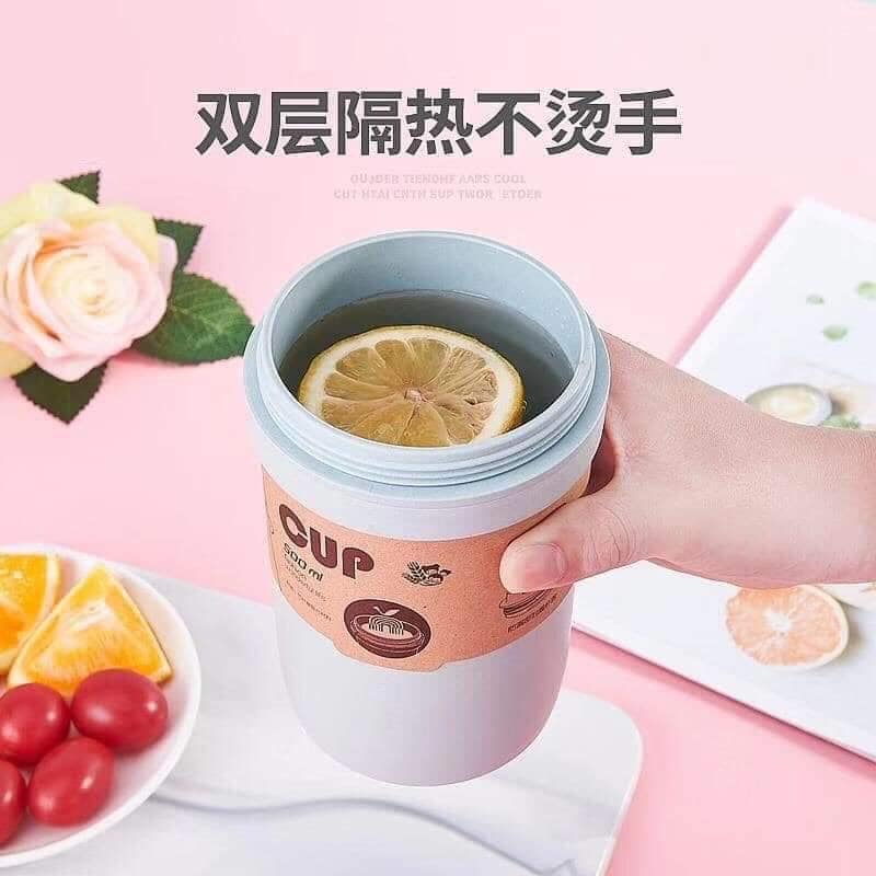Cốc giữ nhiệt lúa mạch kèm thìa 500ml