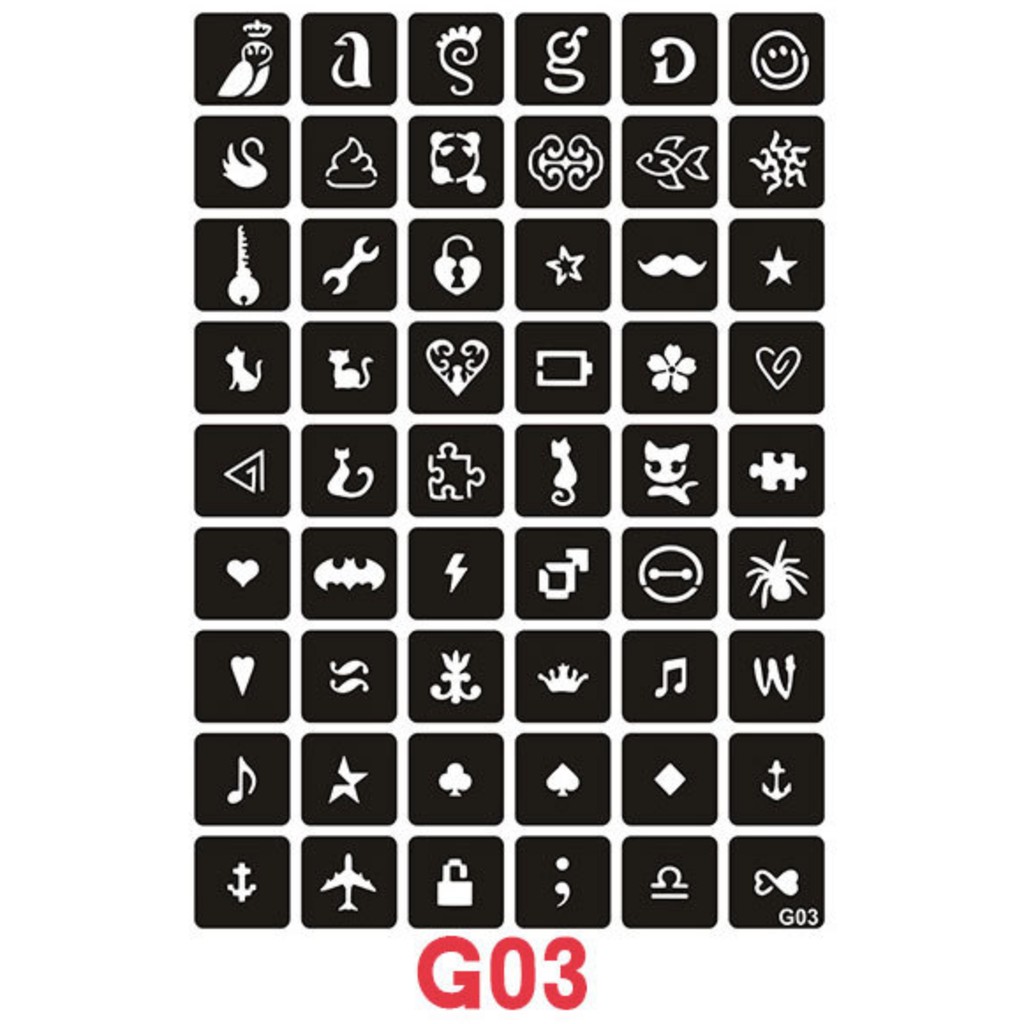 Mẫu khuôn hình xăm G03 set 54 khuôn