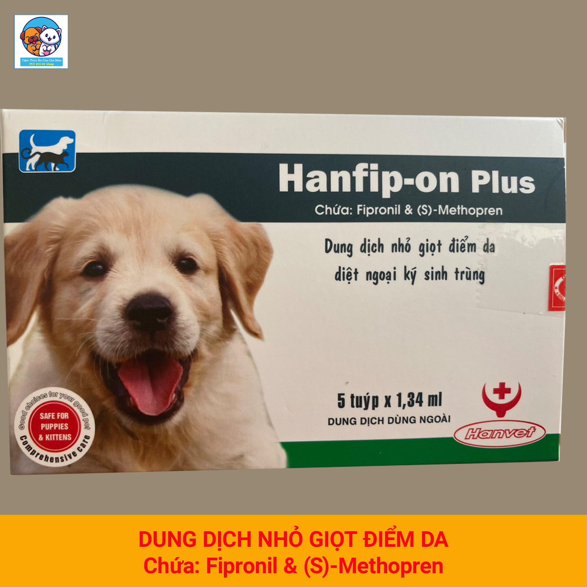 Nhỏ gáy kiểm soát ve rận bọ ghẻ chó mèo Hanfip-on Plus 1 hộp 5 Tuýt 1,34ml