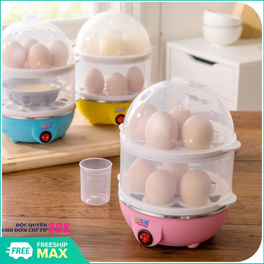 Máy luộc trứng và hấp thức ăn siêu tốc 2 tầng (Nhiều màu) - Nồi hấp siêu tốc 2 tầng đa năng - Máy hấp thực phẩm 2 tầng: Luộc trứng, hâm nóng thức ăn, hâm nóng sữa cho bé,...