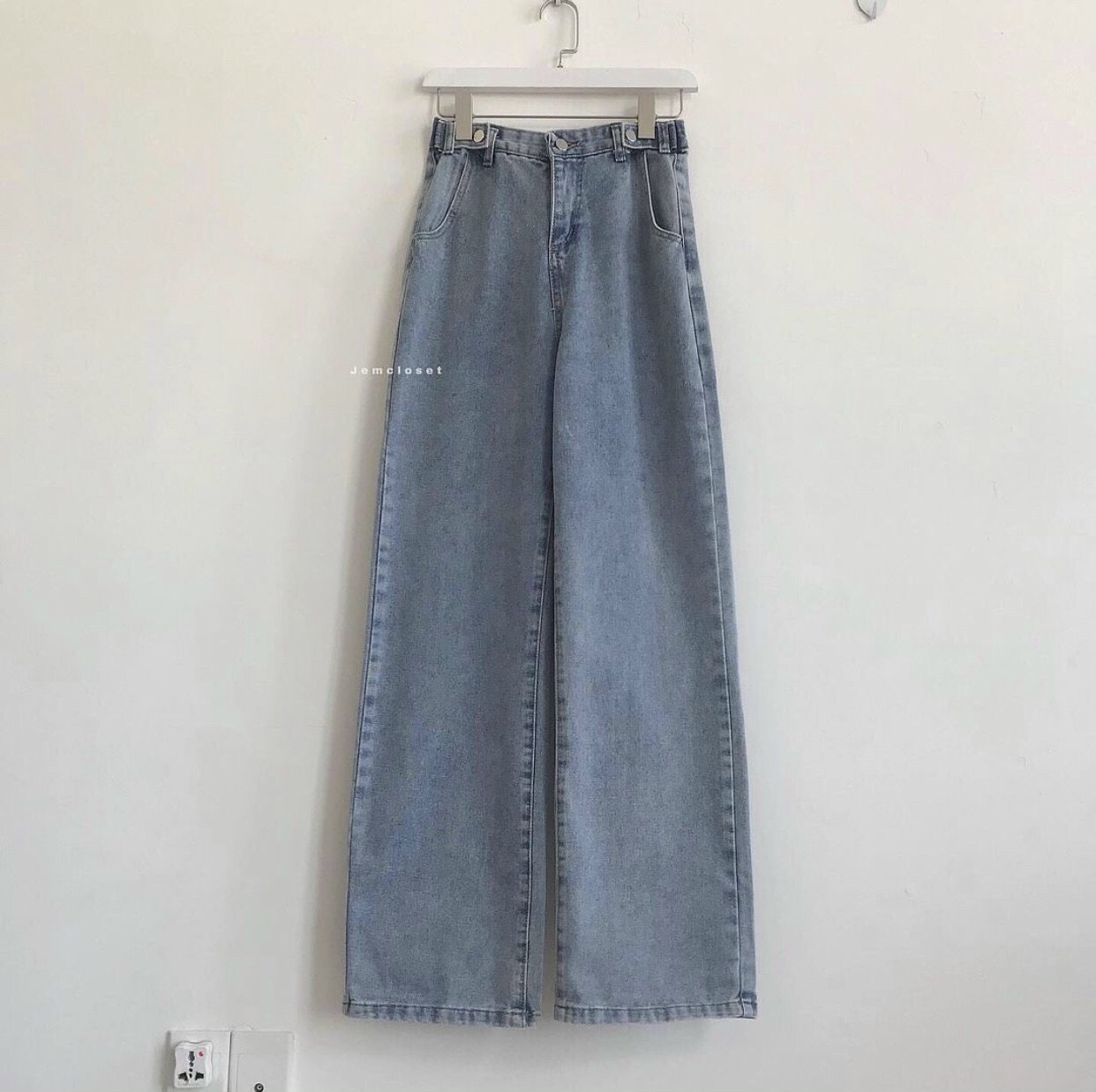BAGGY JEANS LƯNG CAO ĐAI NÚT
