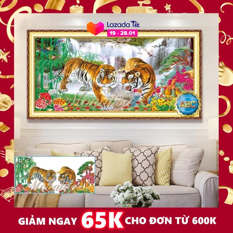 Tranh đính đá cao cấp mãnh hổ y8226 - kt:120x60cm