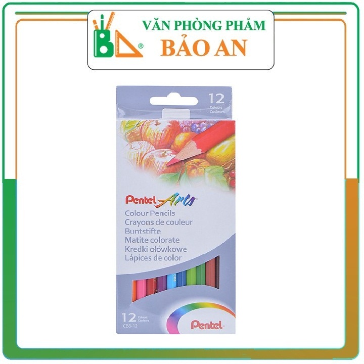 Bút chì màu 12 màu pentel cb8-12 - văn phòng phẩm bảo an