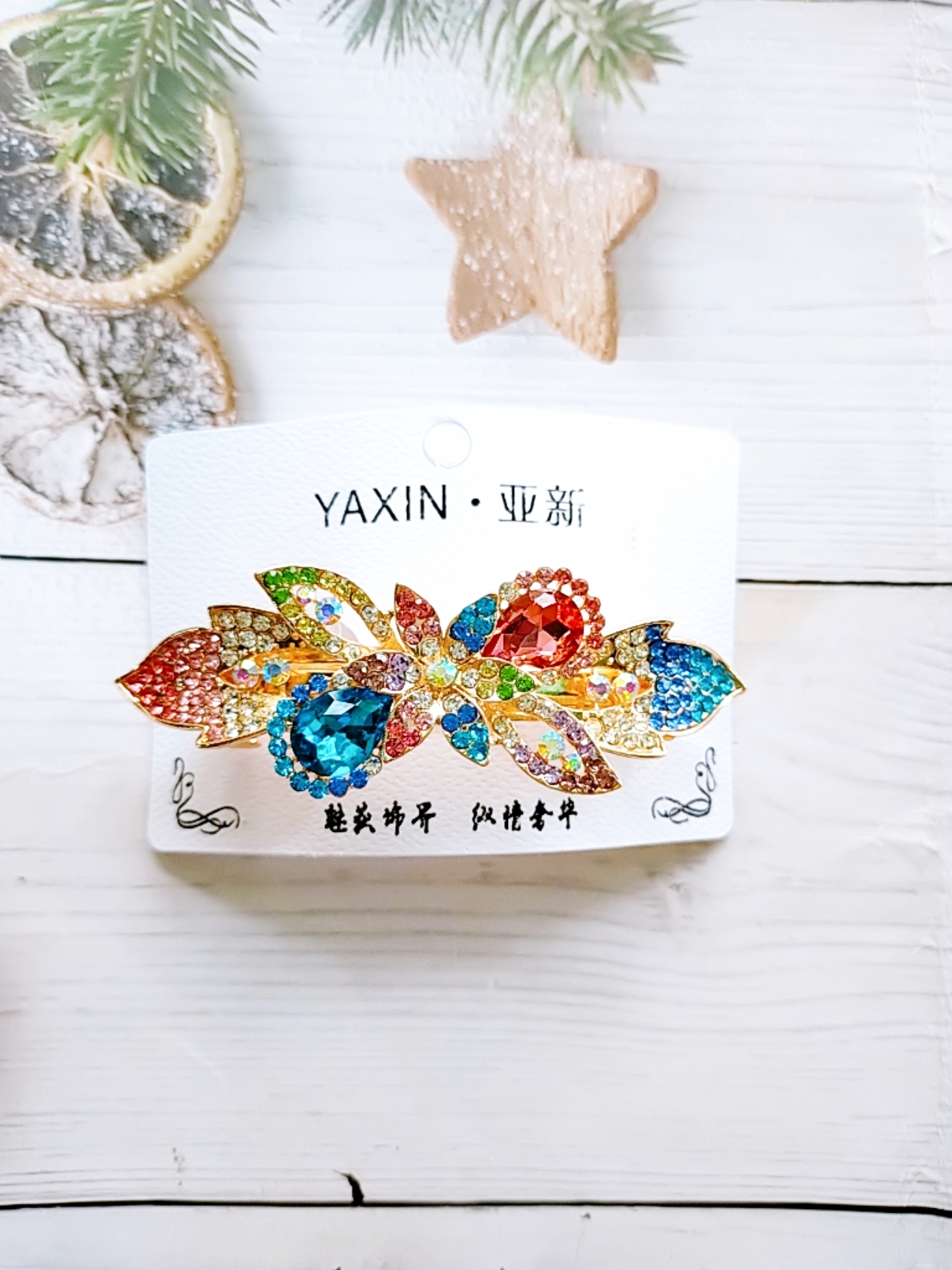Kẹp tóc phía sau đính đá lấp lánh cao cấp hoa dài