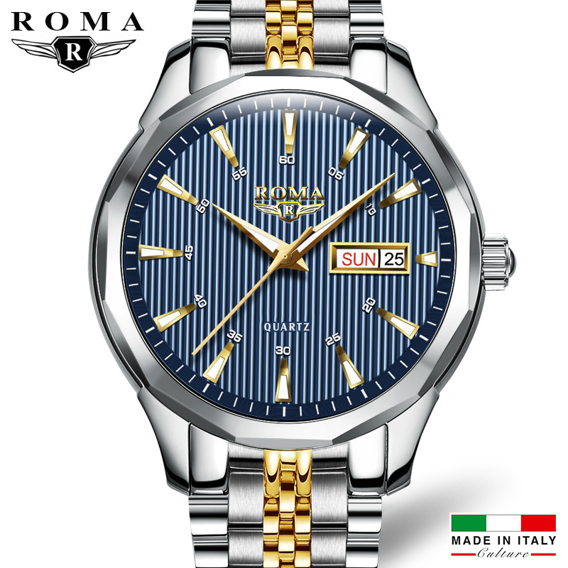 Đồng hồ Nam ROMA ITALY 9010 Kính tráng Sapphire Dây CHARM đúc đặt đẳng cấp