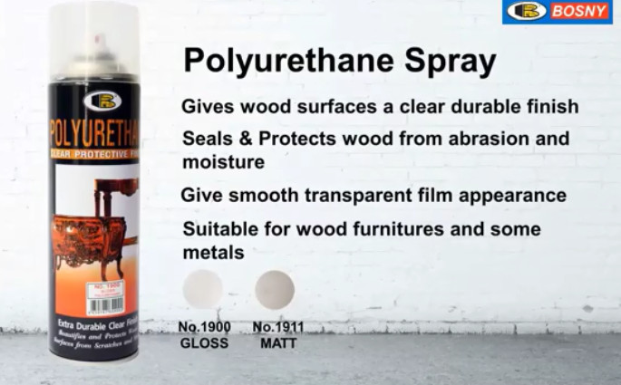 Sơn xịt bóng gỗ PU Polyurethane Bosny 600ml