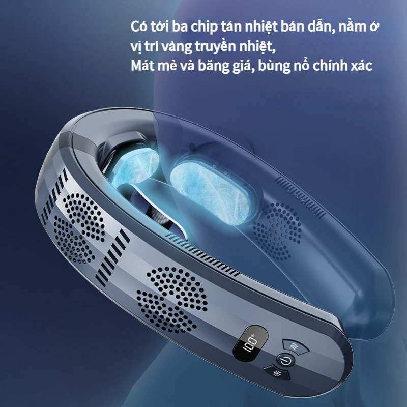 Quạt đeo cổ không cánh tích hợp chip bán dẫn công nghệ làm lạnh sâu, quạt đeo cổ mini pin lên tới 18 tiếng