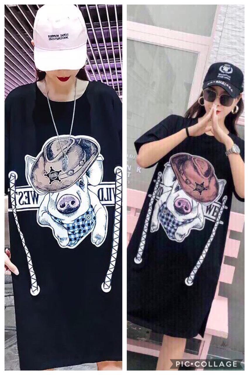 [HCM]Đầm  Suông In Hình Heo  Siêu Xinh Siêu Đẹp ( Y Hình) ĐL2000