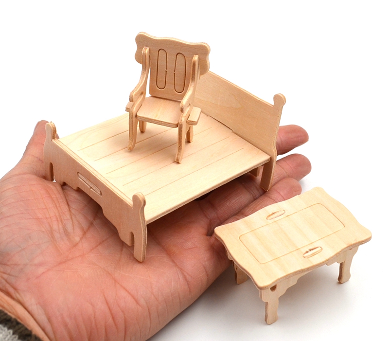 Bộ đồ chơi lắp ghép mô hình nhà gỗ, phát triển tư duy, luyện trí nhớ và tính kiên nhẫn cho bé, 184 chi tiết ghép thành 34 món nội thất