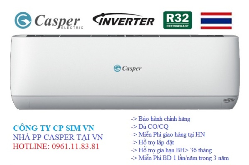 Điều Hòa Casper 24000 BTU, 2 Chiều, Inverter, Gas 32, (GH-24TL32), Trọn gói lắp đặt