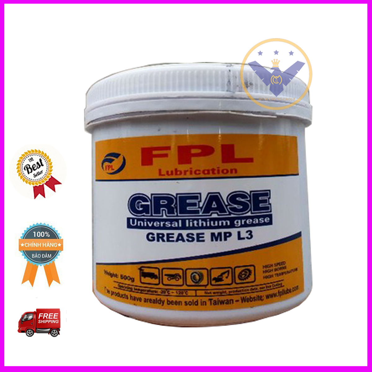 Mỡ bò bôi trơn chịu nhiệt fpl grease mp lithium nlgi 3 - 500g hoặc túi 1kg