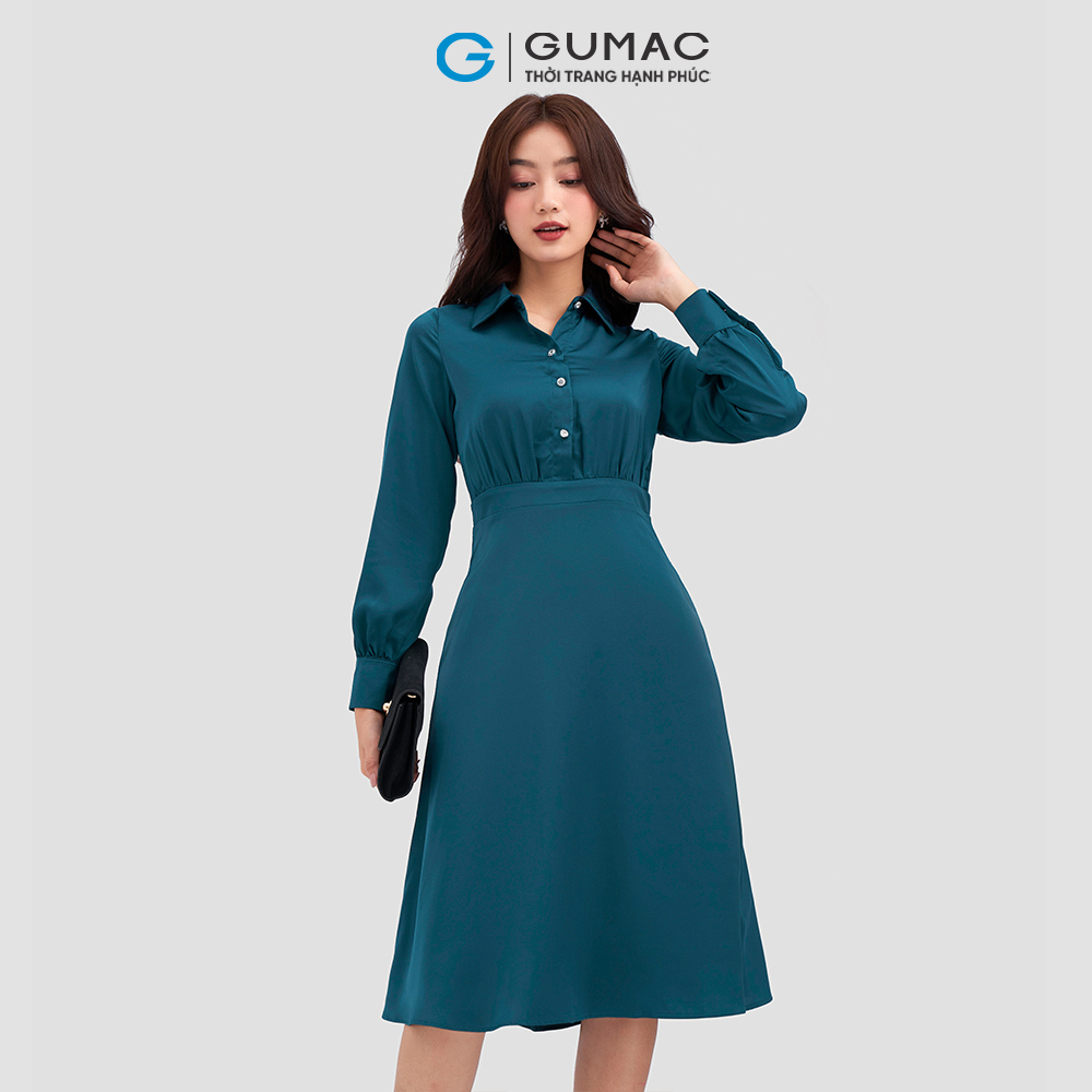 [15 - 17.5 | TẶNG QUÀ đơn từ 499K] Đầm sơ mi phom A thời trang GUMAC DC11098