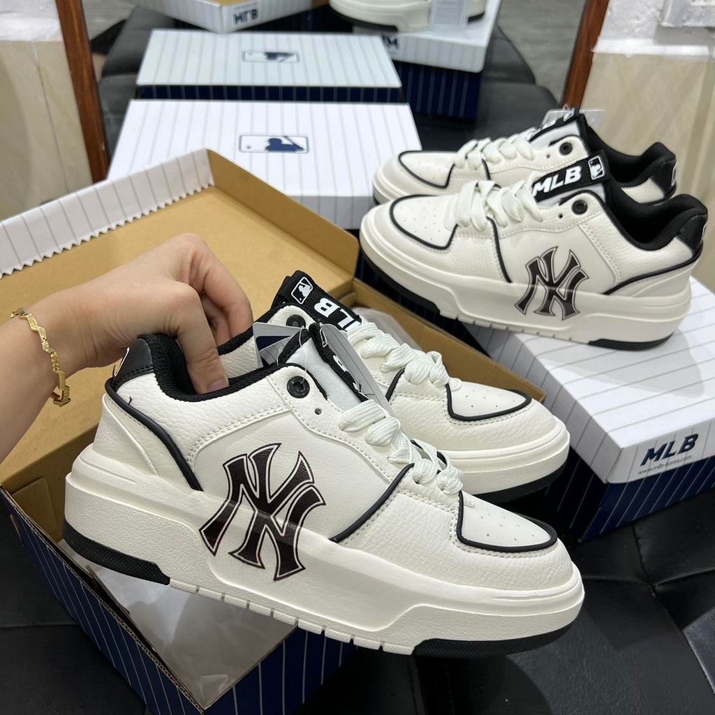 Giày Sneaker MLB Chunky New York Yankees Giầy Nam nữ MLB màu Trắng chữ đen   Full box  Lazadavn