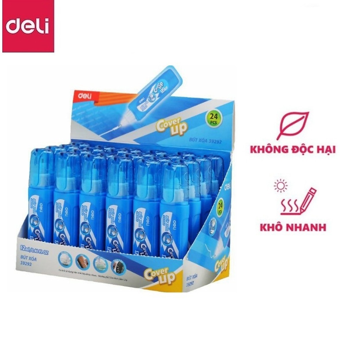 Bút xoá nước 12ml Deli 39292 Tẩy sạch, nhanh khô