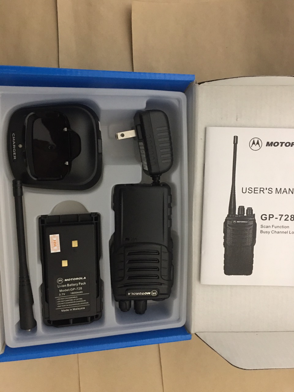 Bộ 2 Bộ đàm chất lượng cao Motorola GP728 (Nồi đồng cối đá, đáng tin cậy, Bảo hành 12 tháng đổi mới)