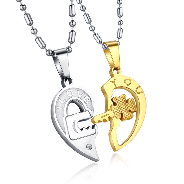 Double necklace, key pendant Love (2 pcs)