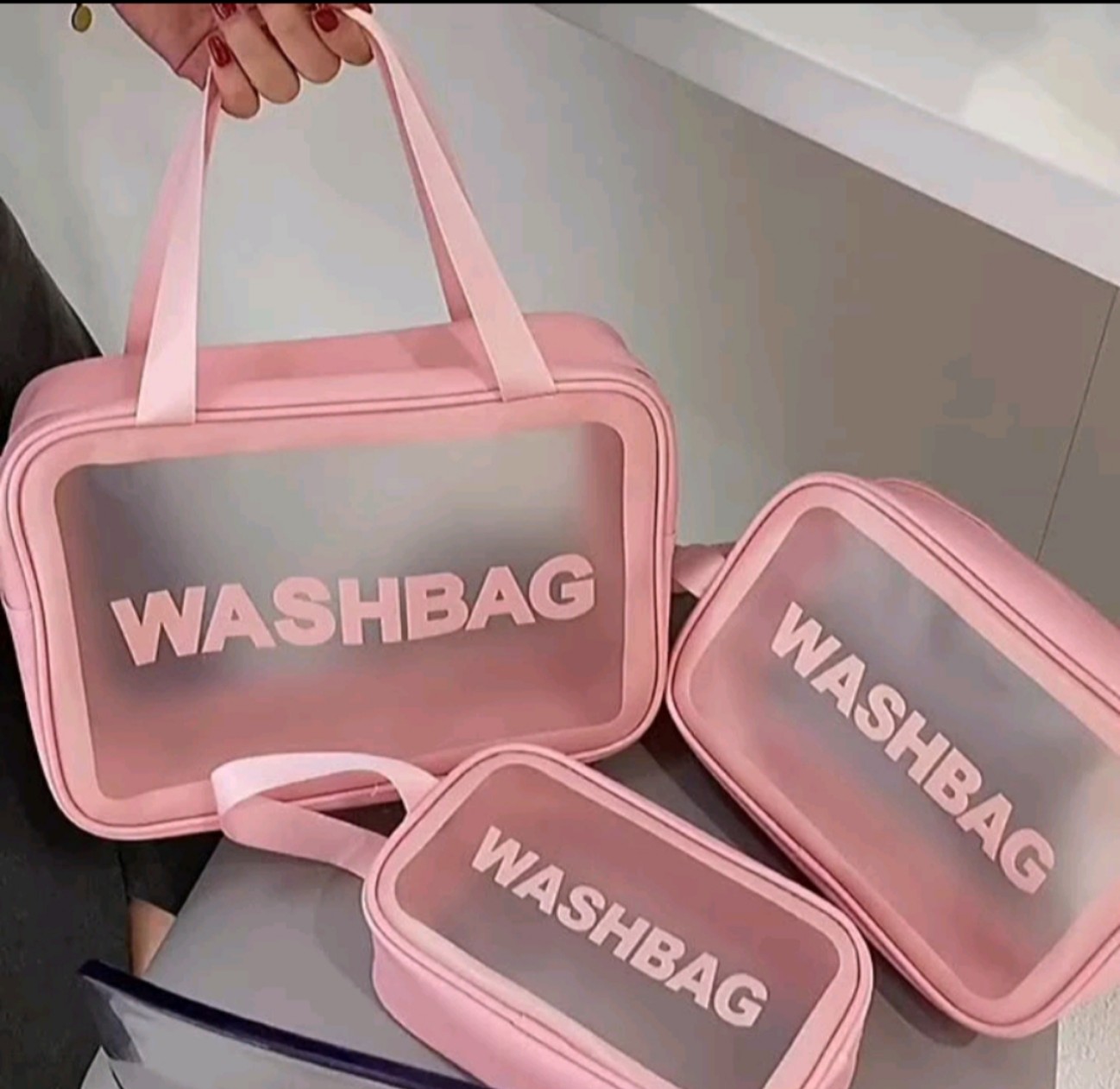 Set 3 túi đựng mỹ phẩm Washbag hồng
