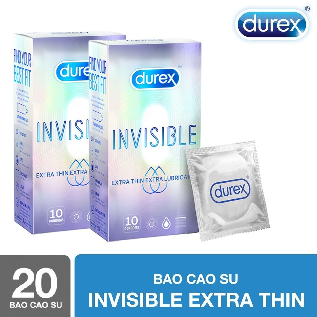 Bao Cao Su Durex Invisible Extra Thin cực siêu mỏng Hộp 10 Chiếc