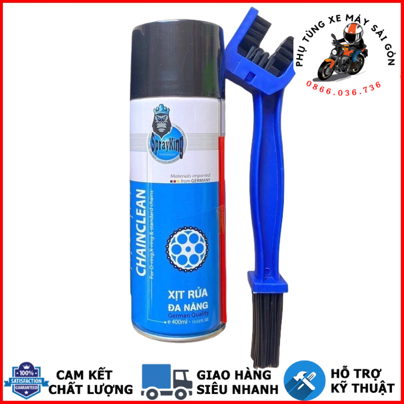 Rửa sên Sprayking Chain Clean 400ml và bàn chải 3D