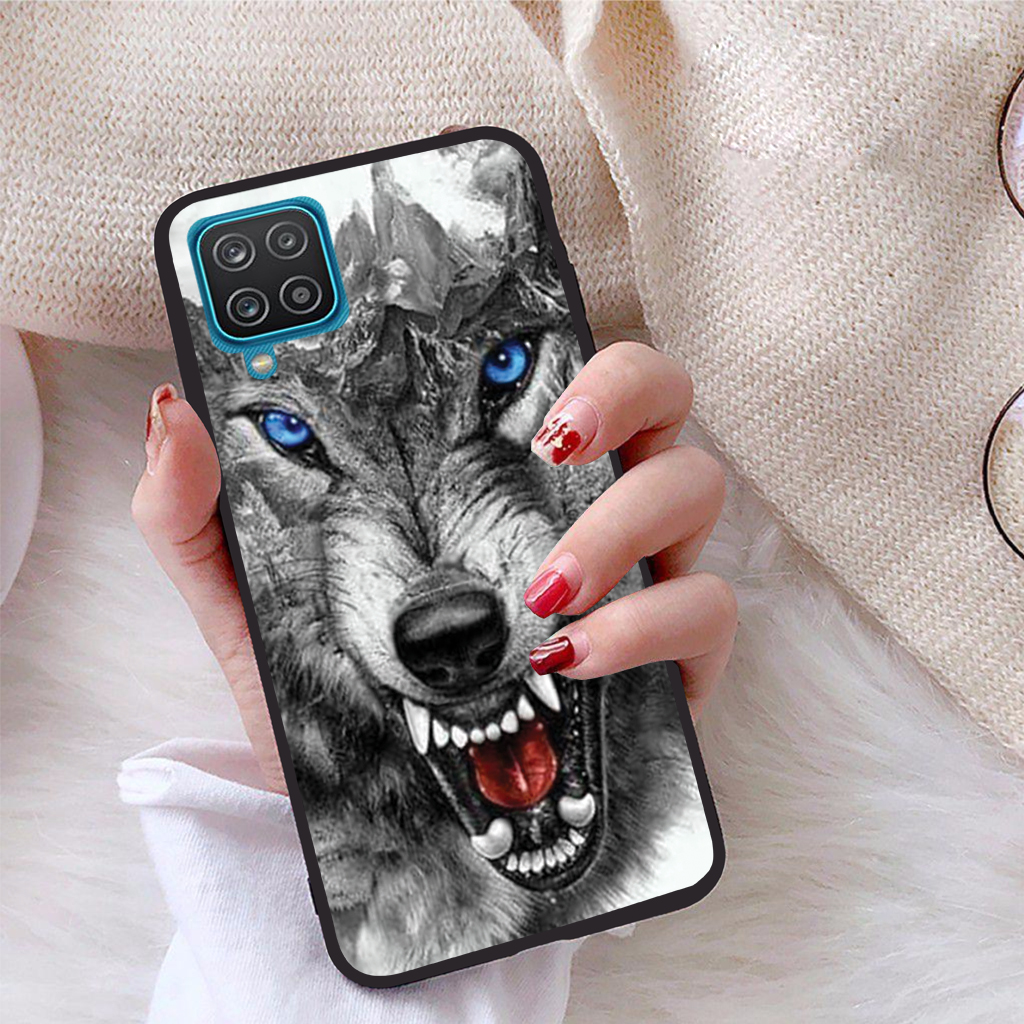 Ốp lưng iCase dành cho Samsung Galaxy A12 viền dẻo TPU BST Sói và ánh trăng
