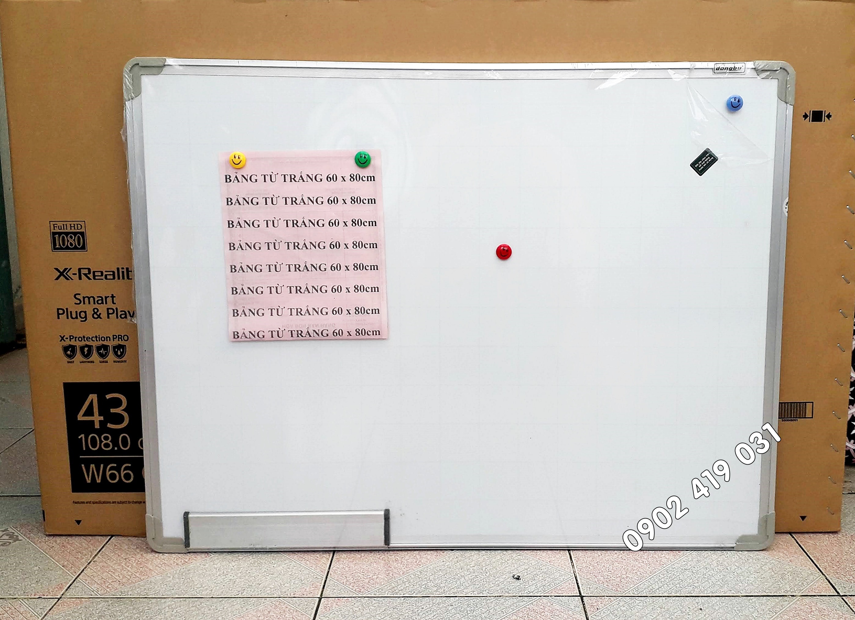 Bảng Từ Trắng Hàn Quốc 60 x 80cm [ Tặng nam châm ]