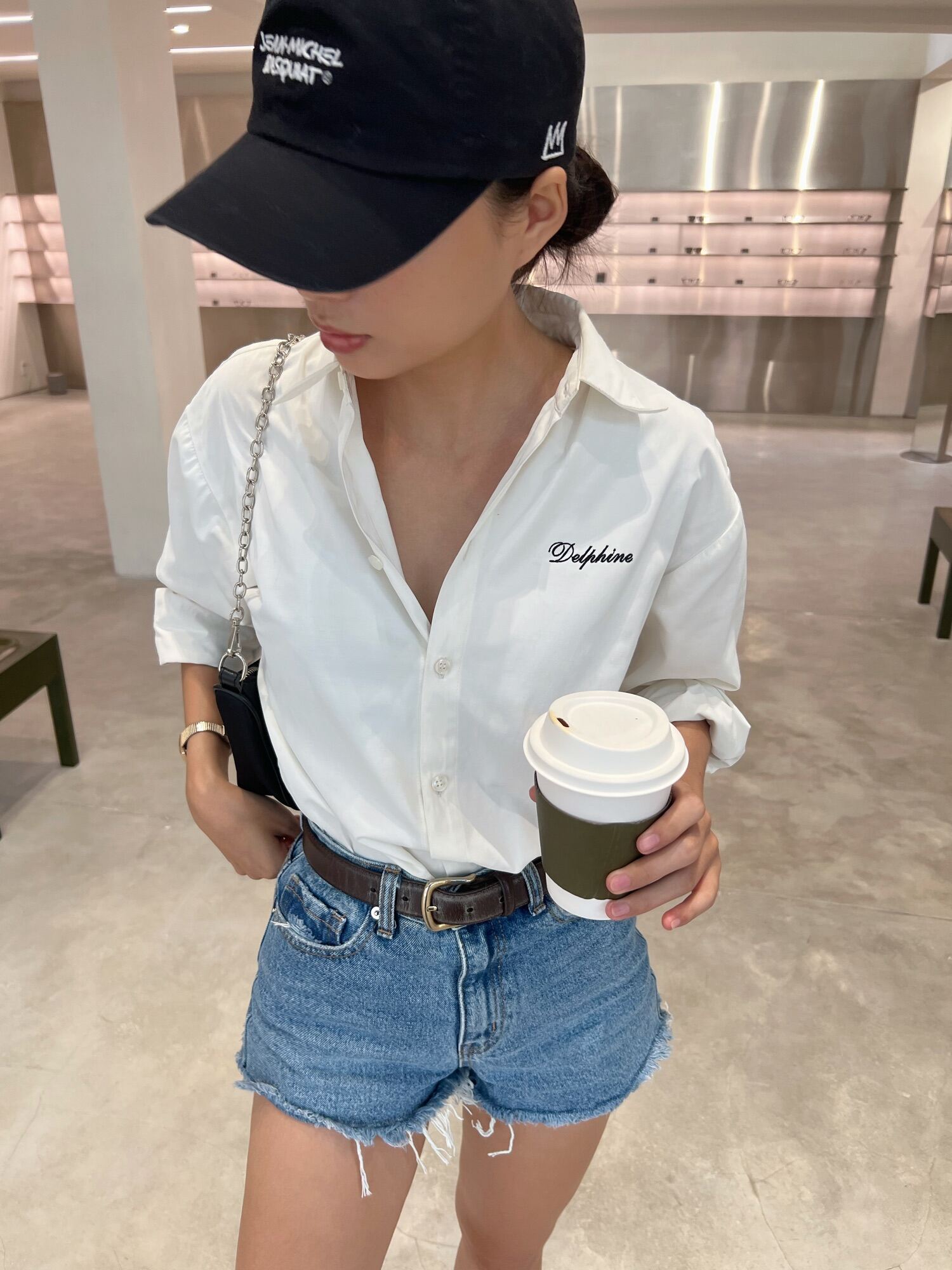 [DELPHINE]_Quần short jeans trơn.