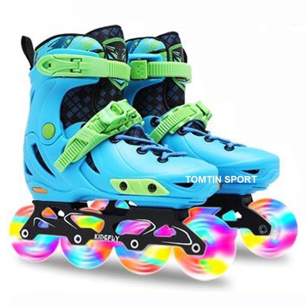 Mua Giày trượt patin trẻ em cao cấp KINGFLY có 8 bánh cao su đèn led, boot tháo rời dễ vệ sinh, tặng kèm bảo hộ chân tay, quà tặng năm mới và sinh nhật năng động [TOMTIN SPORT]
